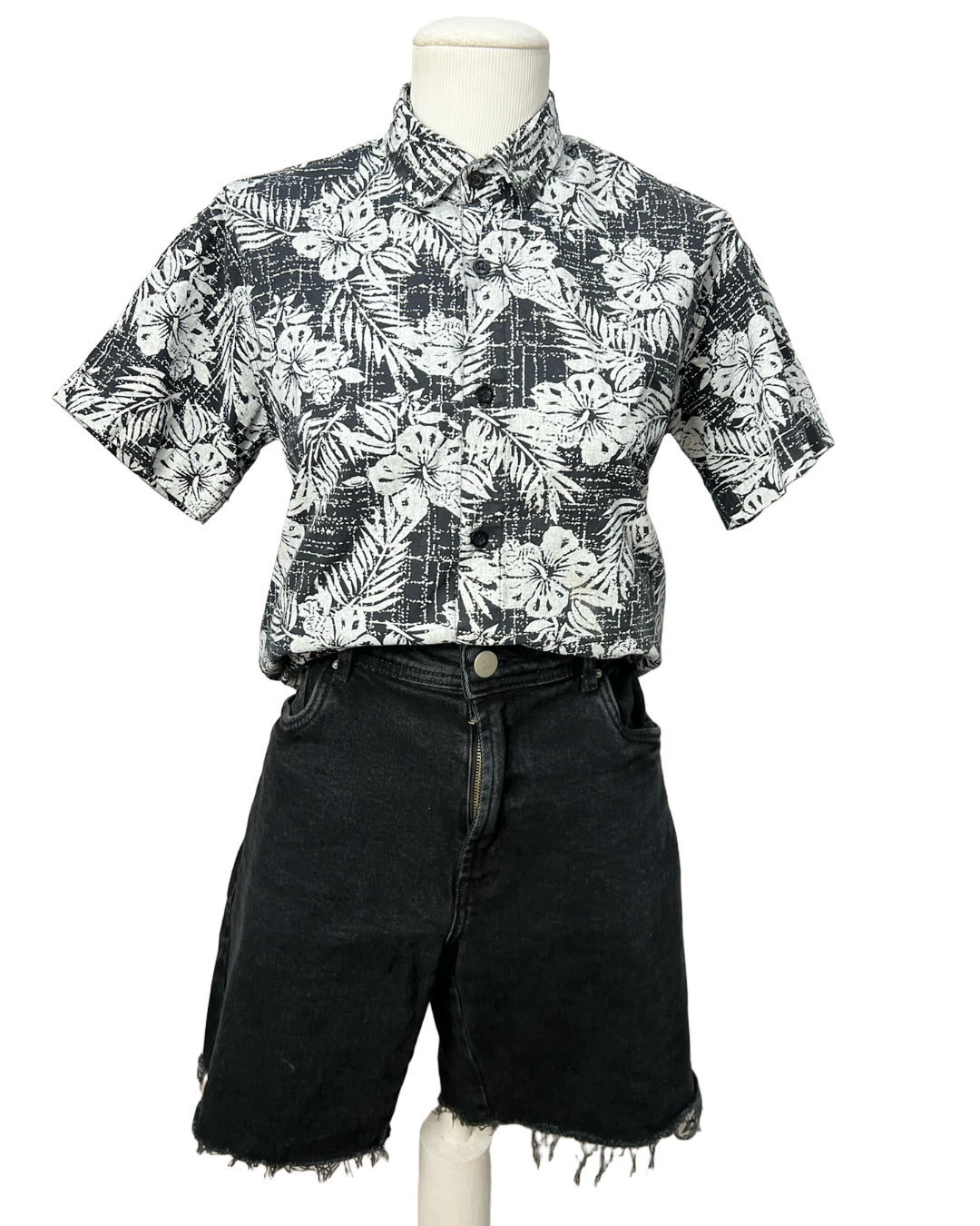 Camisa Flores Preta - tam (P)