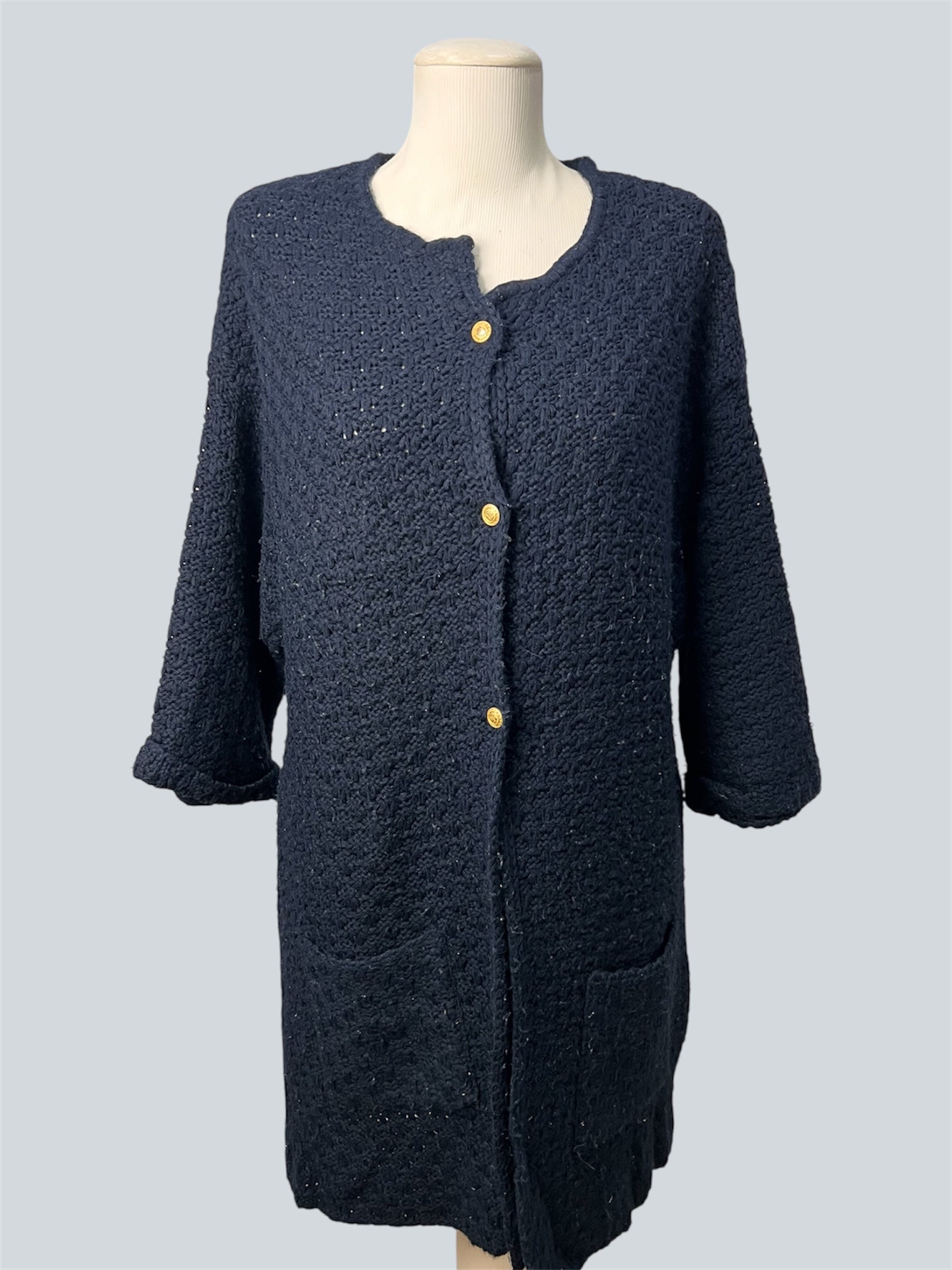 Cardigan Vintage Azul — tam G