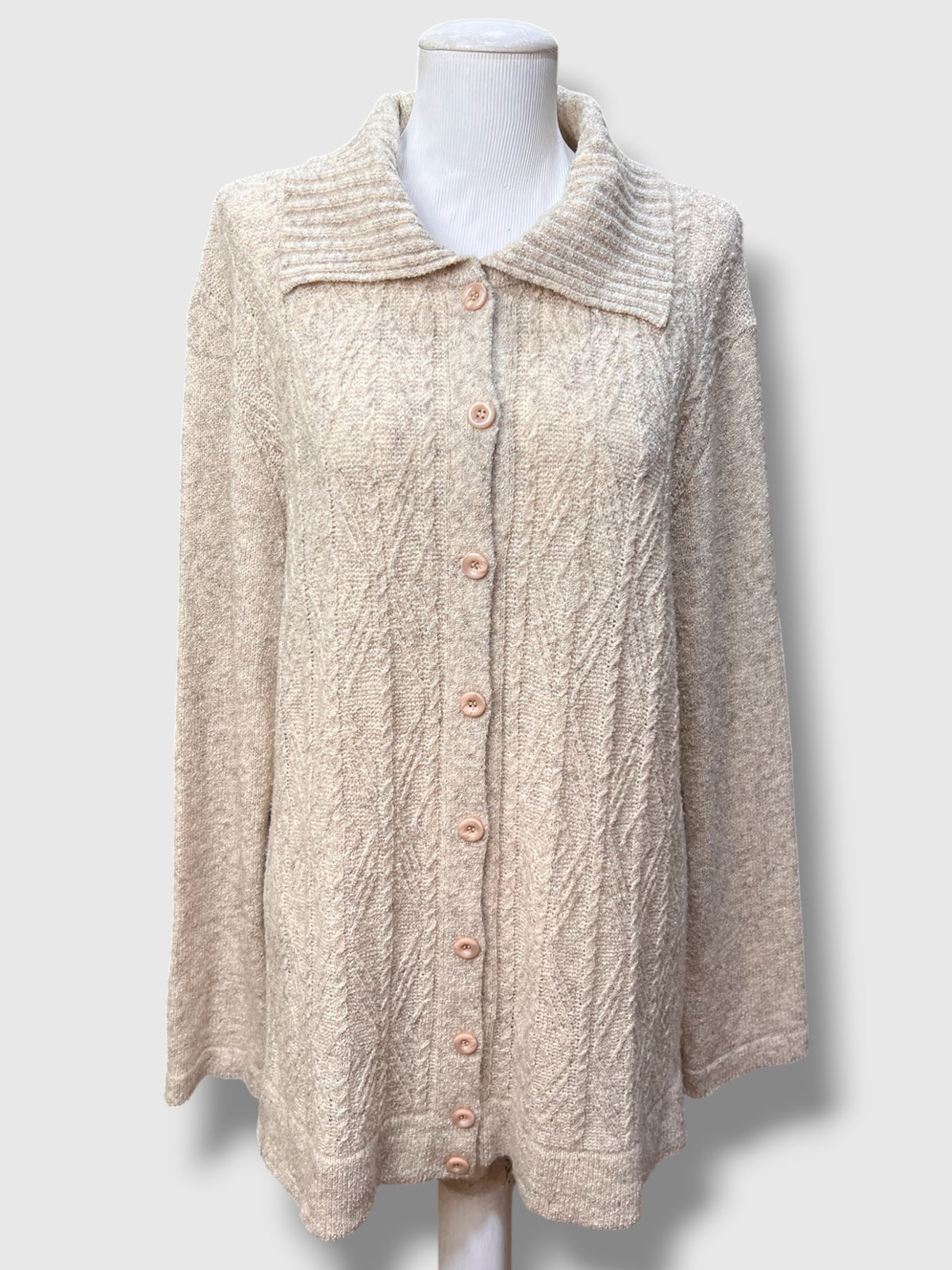 Cardigan Alongado Creme  — tam G\GG