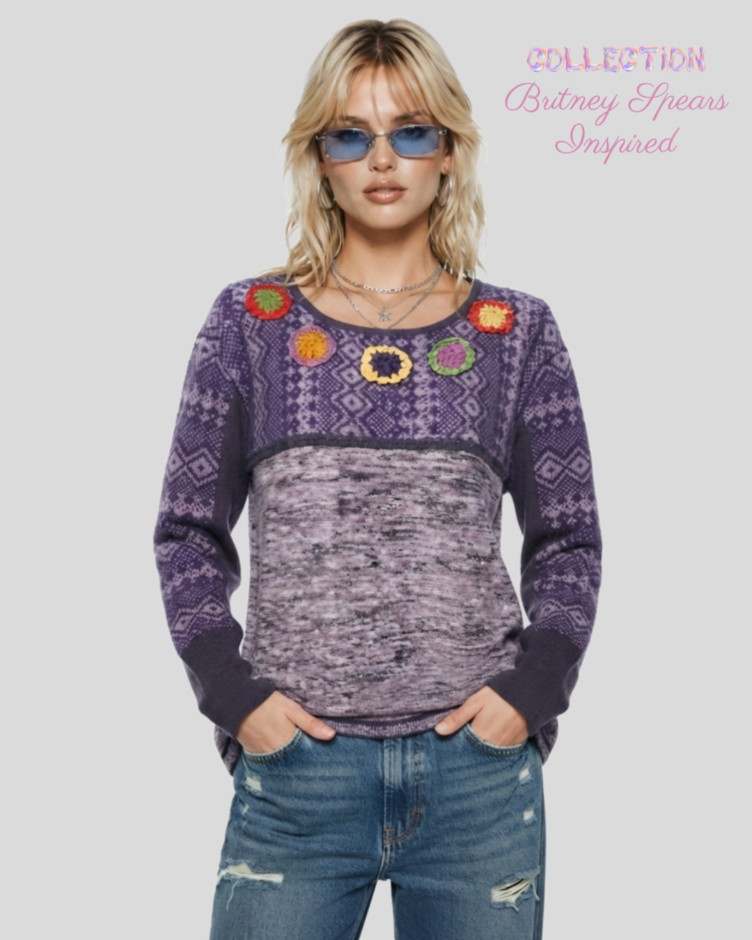Tricô Oversized Algongado Flores — tam GG
