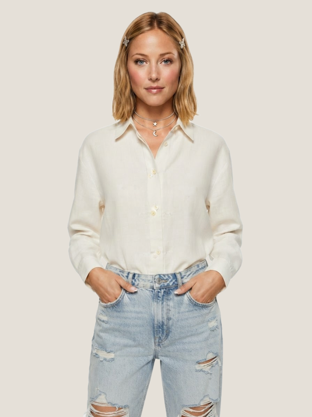 Camisa Oversized  Branca  Vintage — tam G