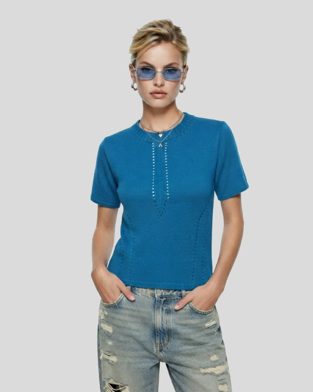 Camiseta Tricô blue — tam P