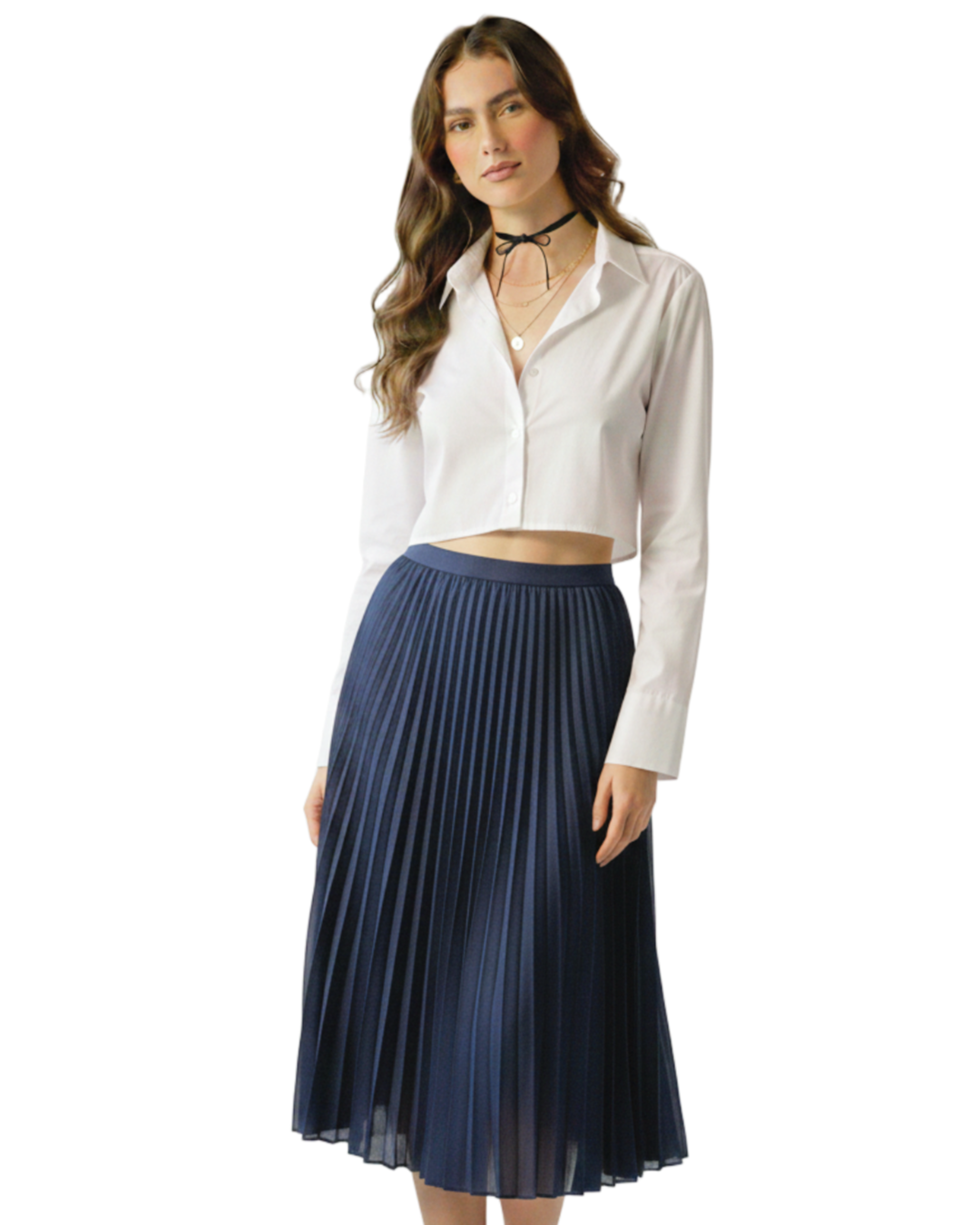 Saia Plissada Marinho - tam (M)