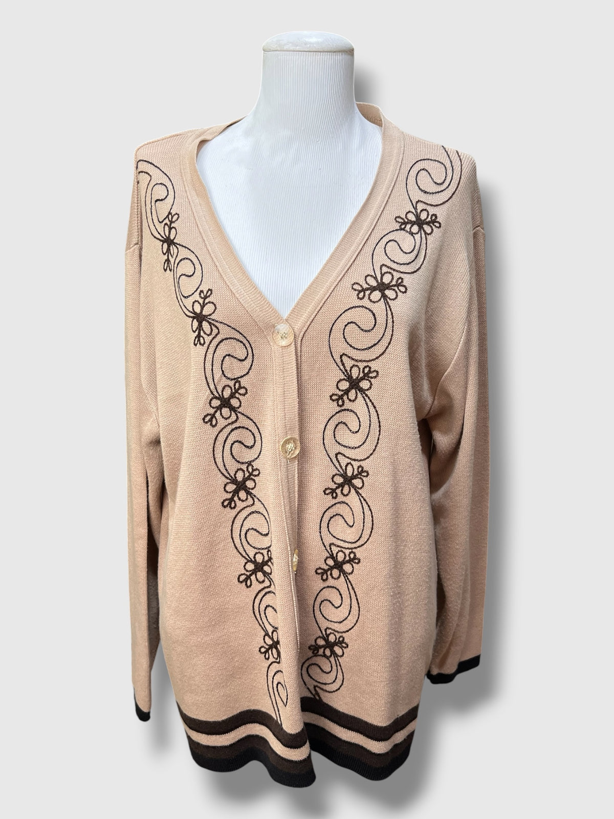 Cardigan Nude flores  — tam G