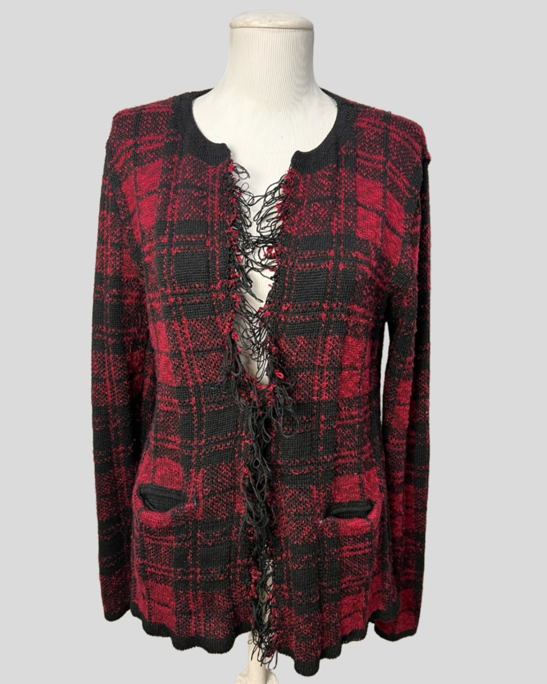 Cardigan Vinho Xadrez  —  tam M