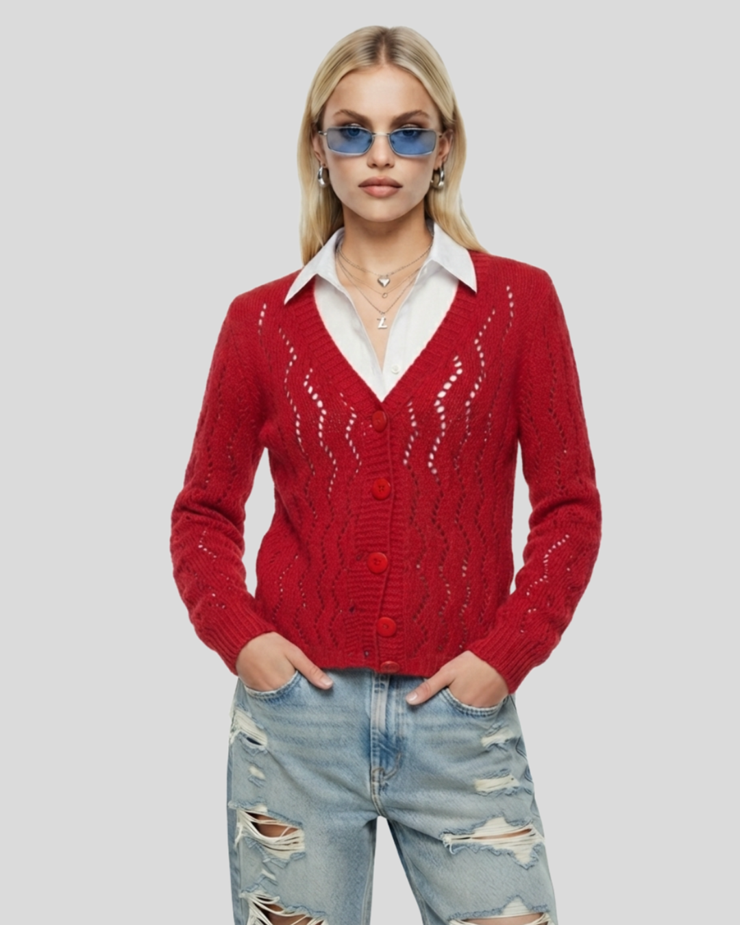 Cardigan Red - tam (M)