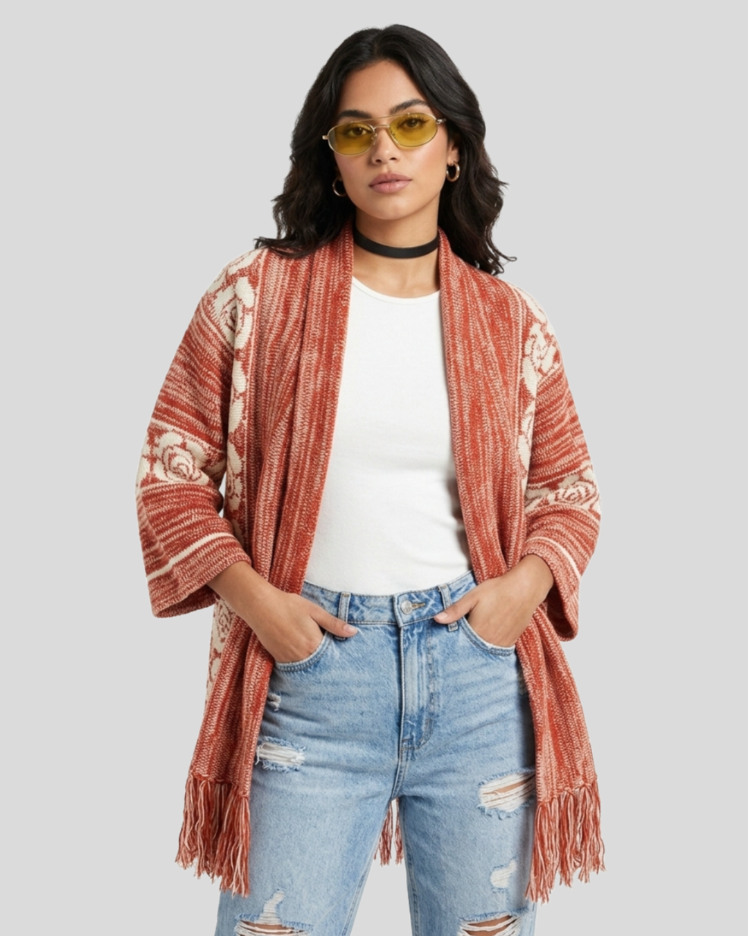 Cardigan Roses  Red —  tam M