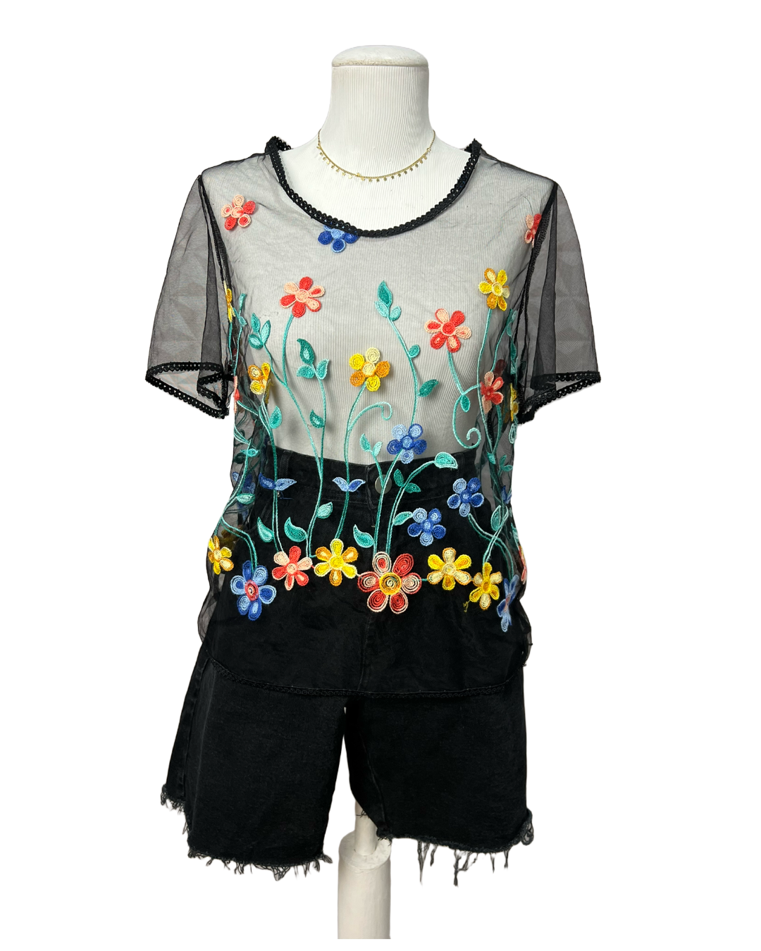 Top renda Flores - tam (M)