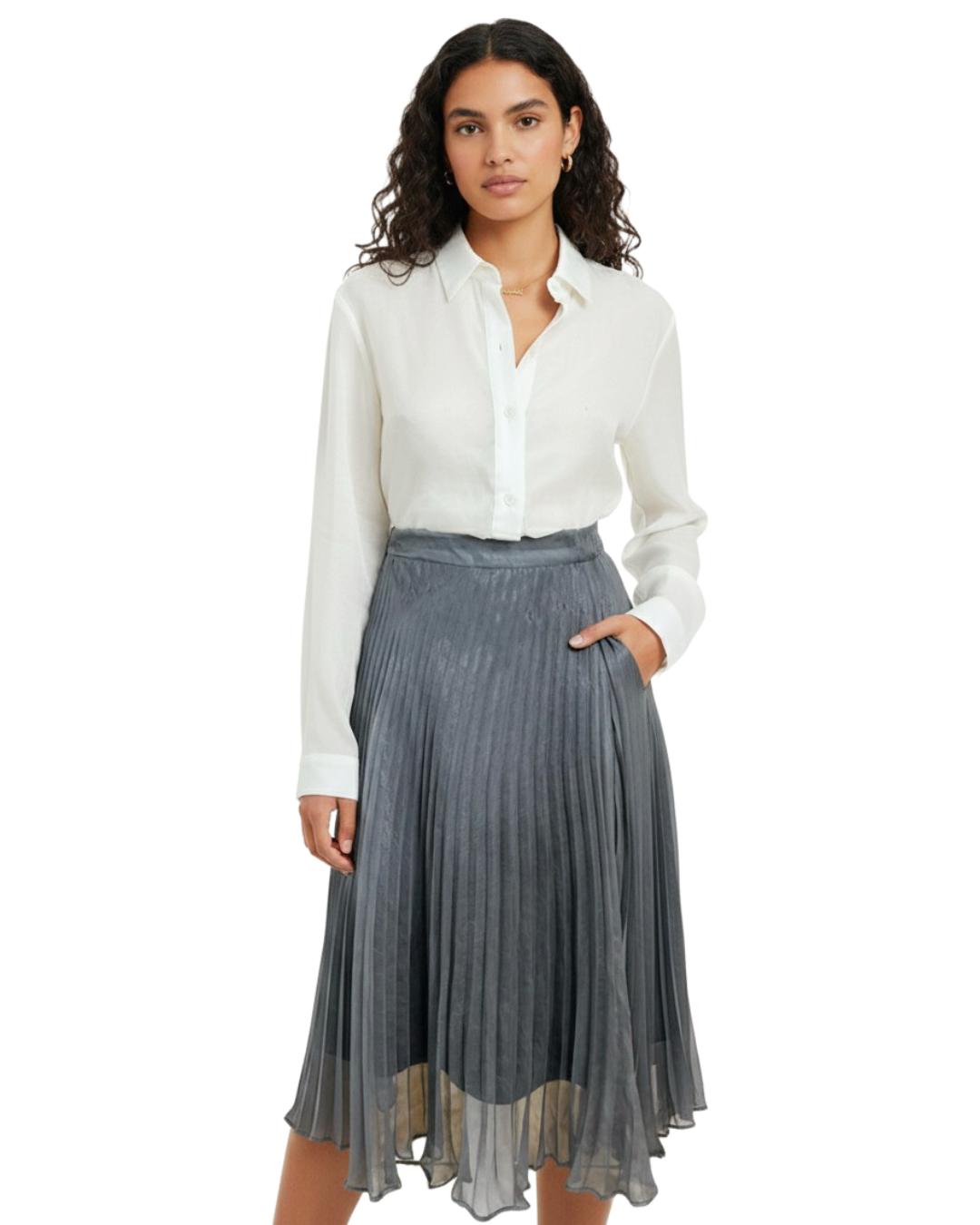 Saia Plissada CInza - tam 42