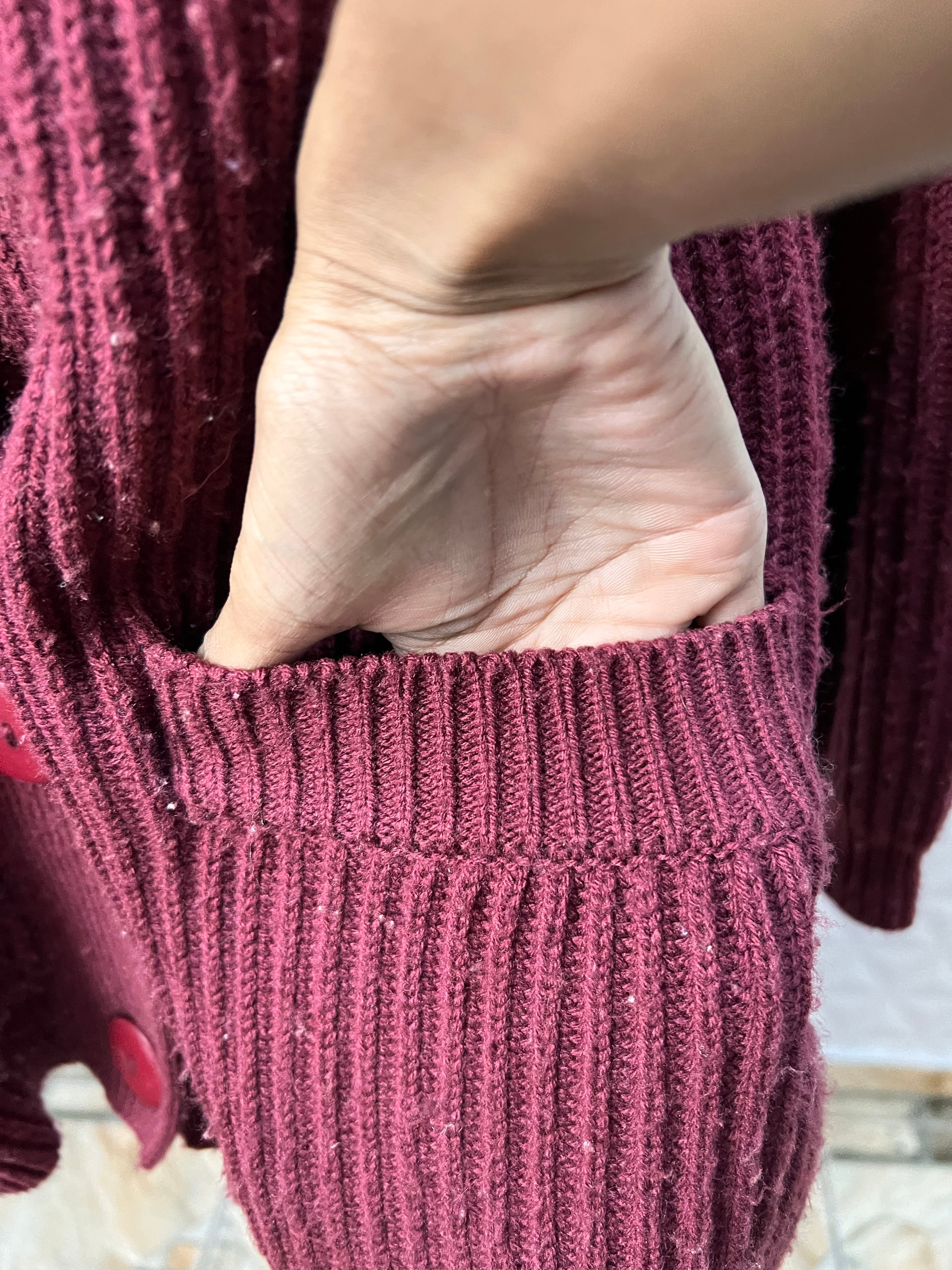 Cardigan Vinho Plus — tam GG