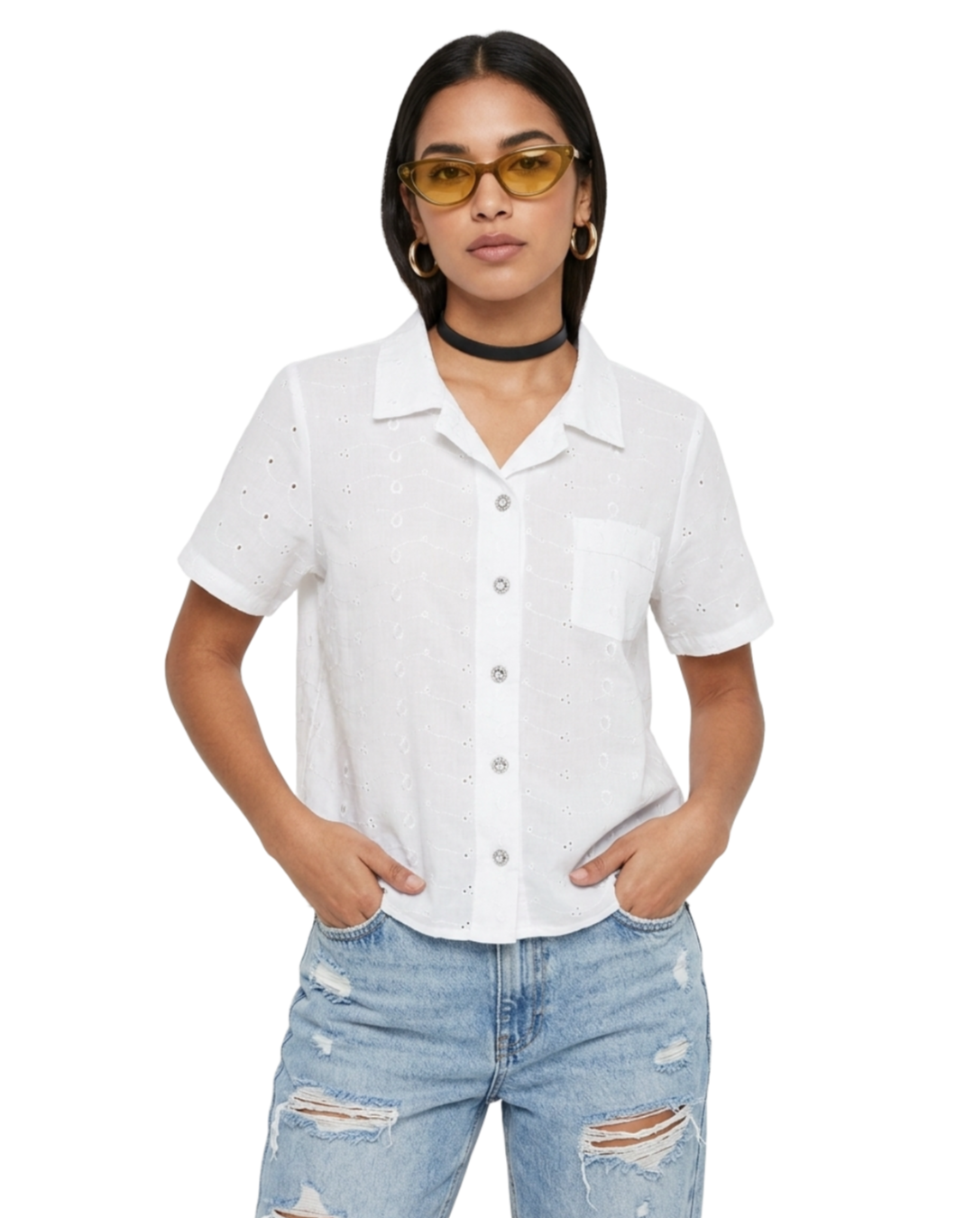 Camisa Branca Bordada - tam (G)