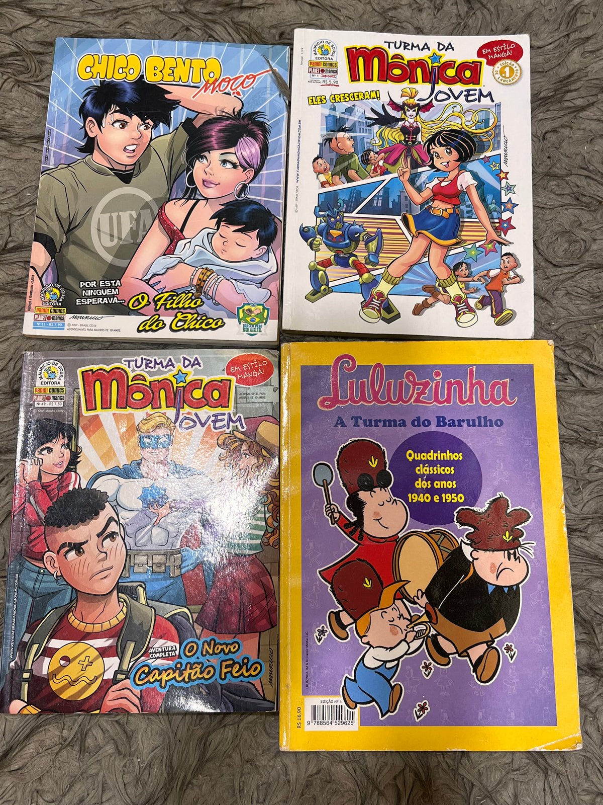Kit Bolsa + 4 Gibis: Turma da Monica + Luluzinha + Bolsa Crochê