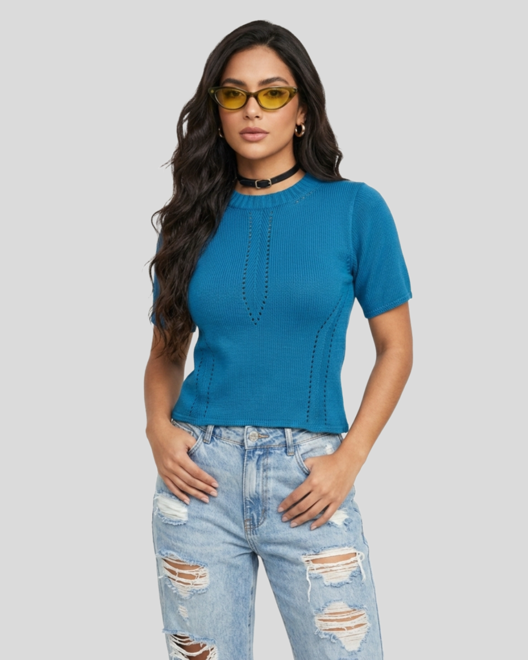 Camiseta Tricô blue — tam P