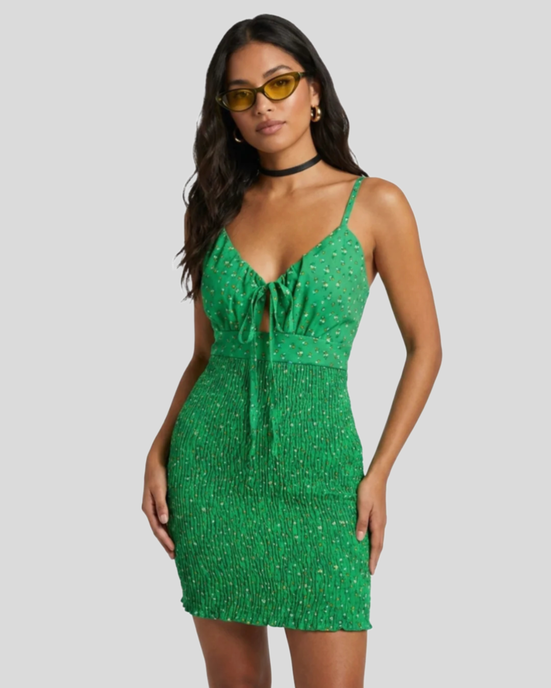 Vestido Verde Flores — tam G