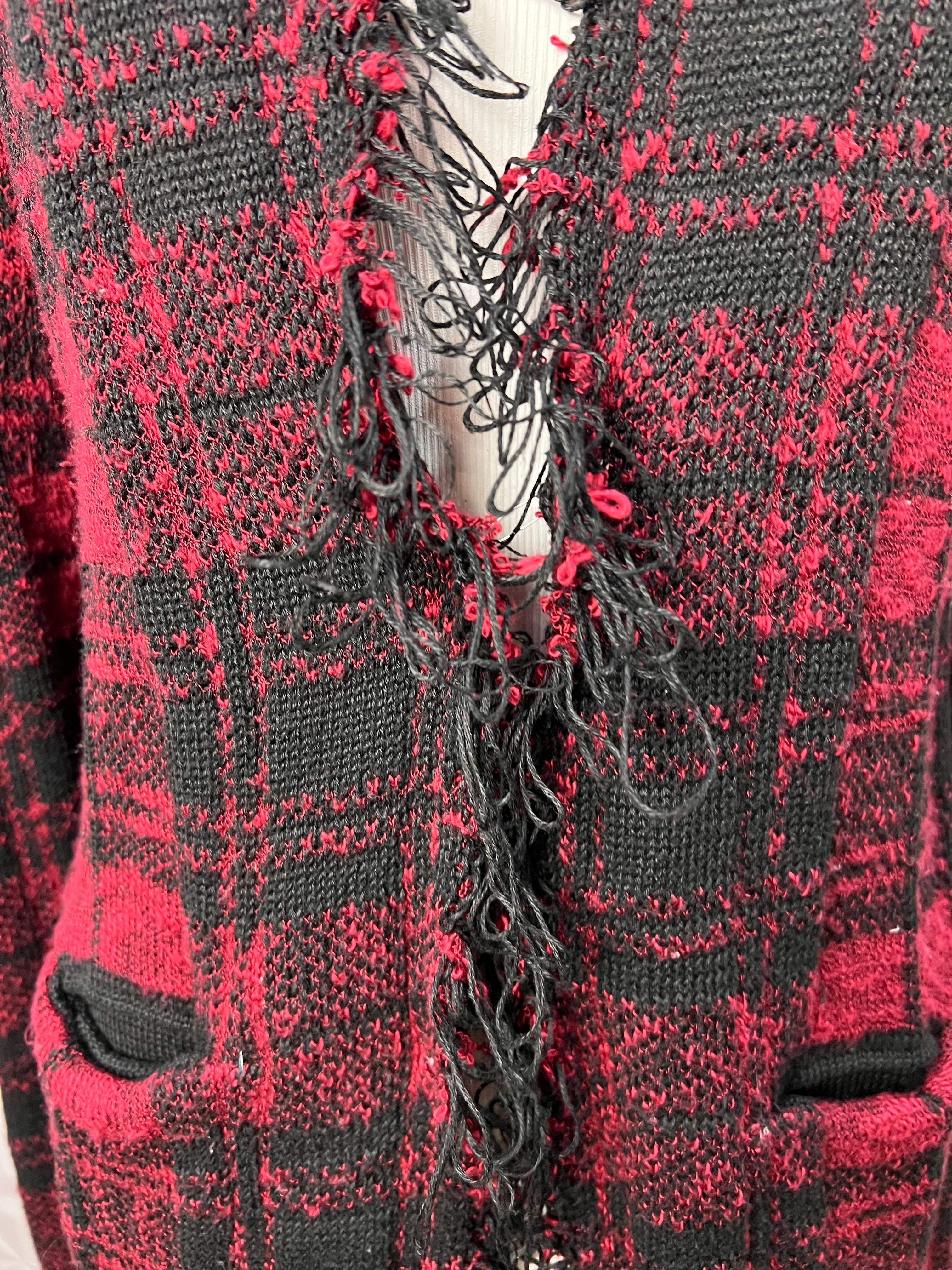 Cardigan Vinho Xadrez  —  tam M