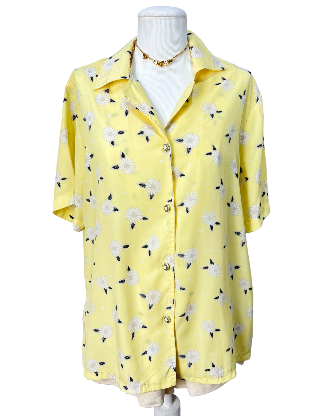 Camisa Amarela Flores - tam (G)