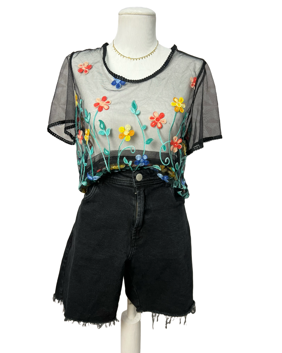 Top renda Flores - tam (M)