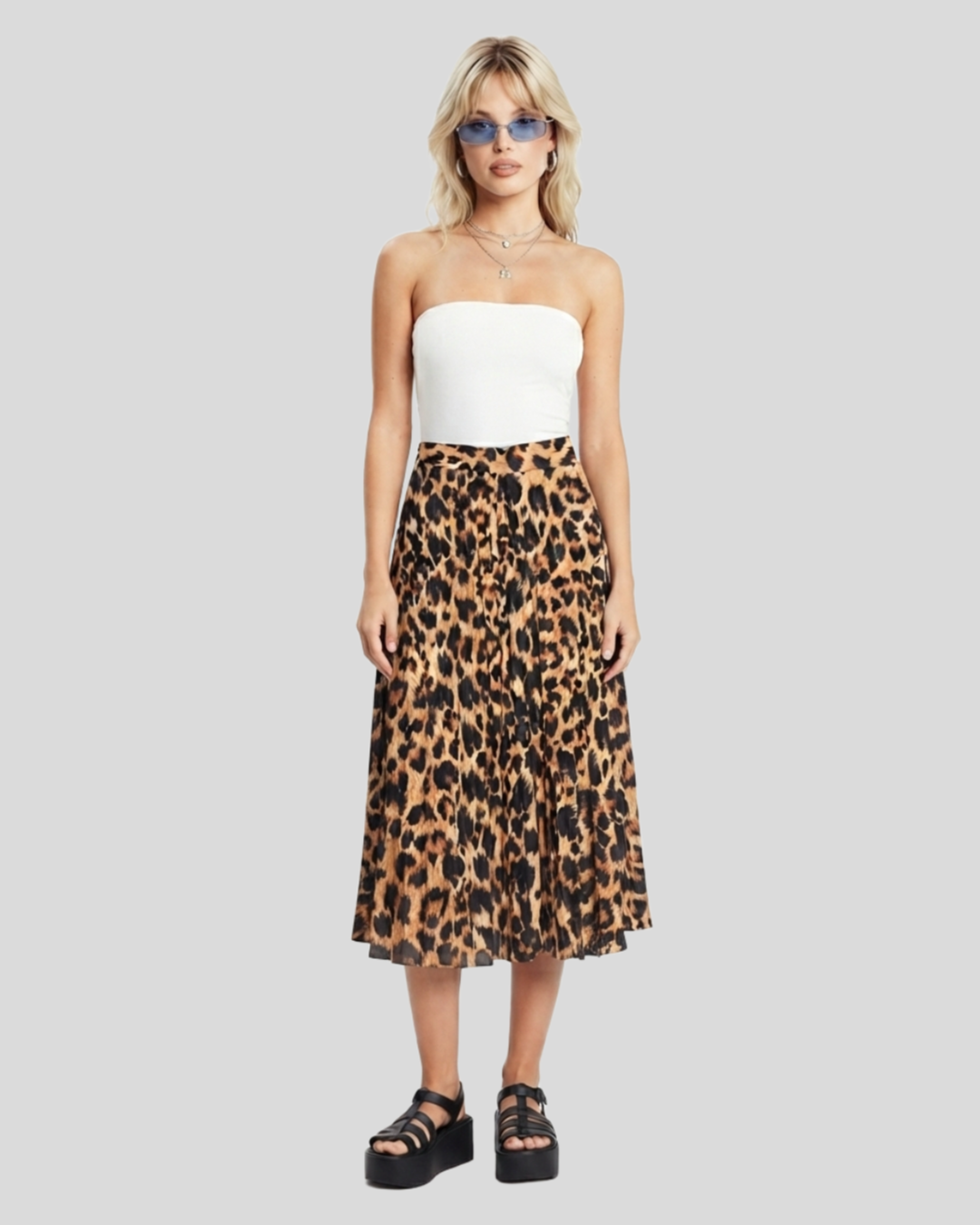Saia Plissada Animal Print — tam P\M