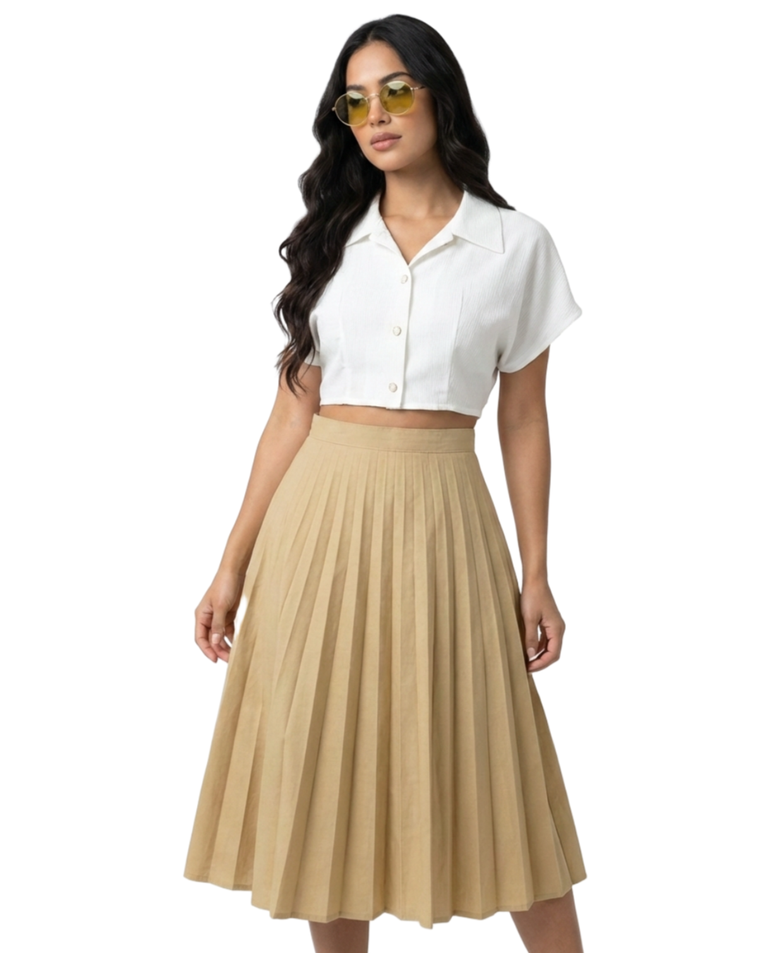 Saia Plissada Beige - tam (42\M)