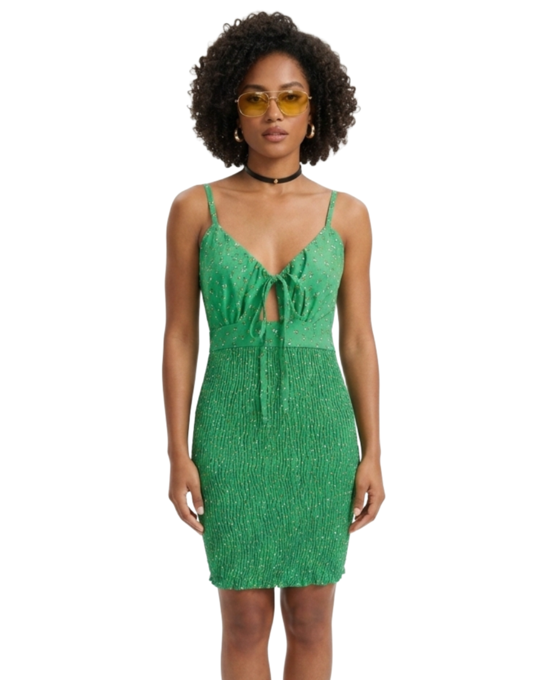 Vestido Verde Flores — tam G