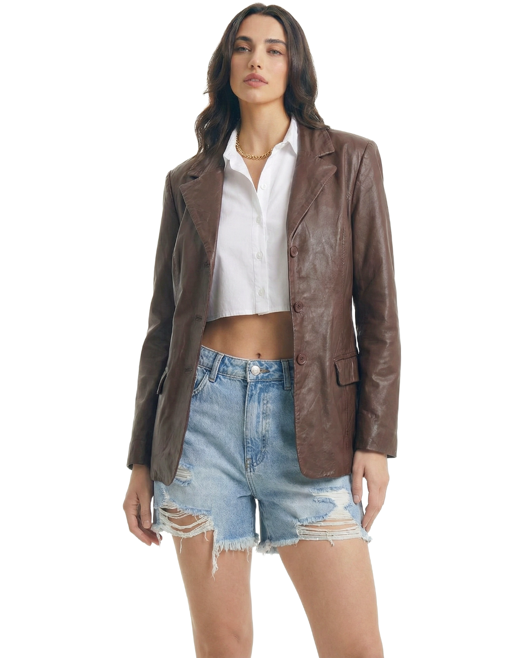 Jaqueta Couro Coffe - tam (P)