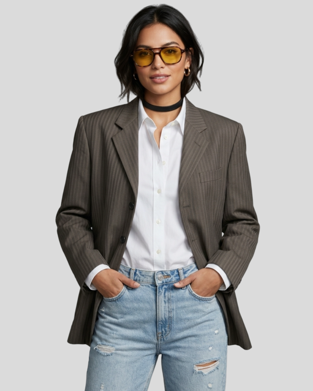 Blazer Oversized Dorinhos  Cinza — tam M