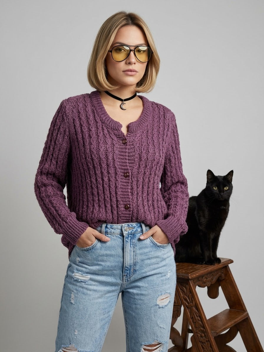 Cardigan Roxo  — tam G