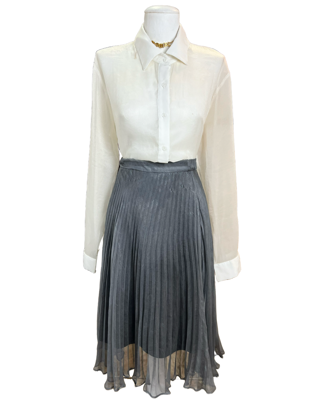 Saia Plissada CInza - tam 42