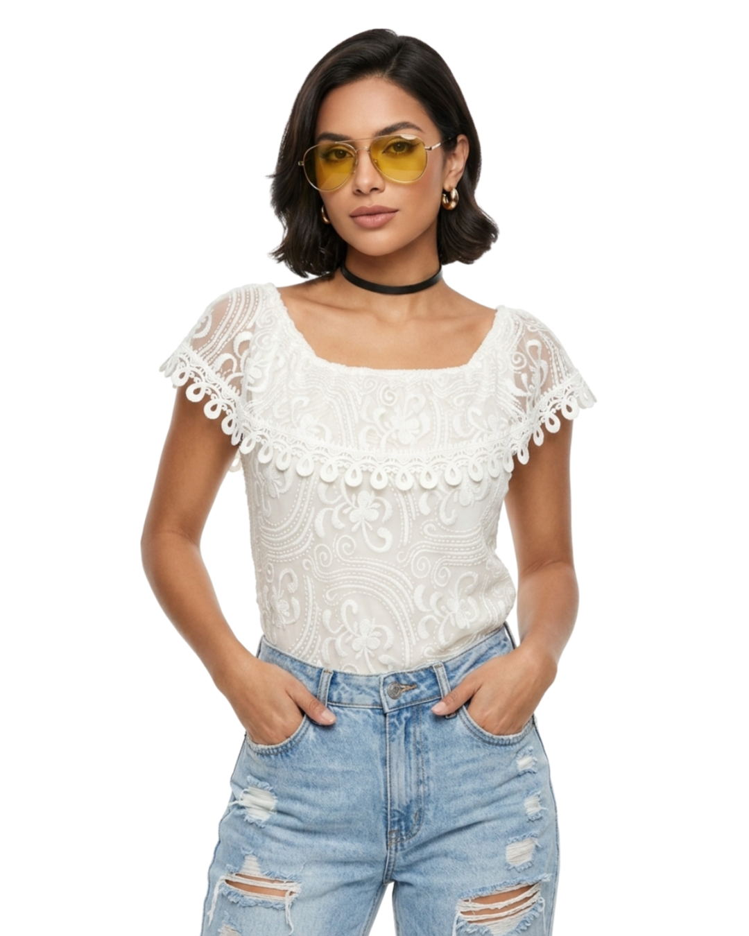 Top renda branca -  tam (M)