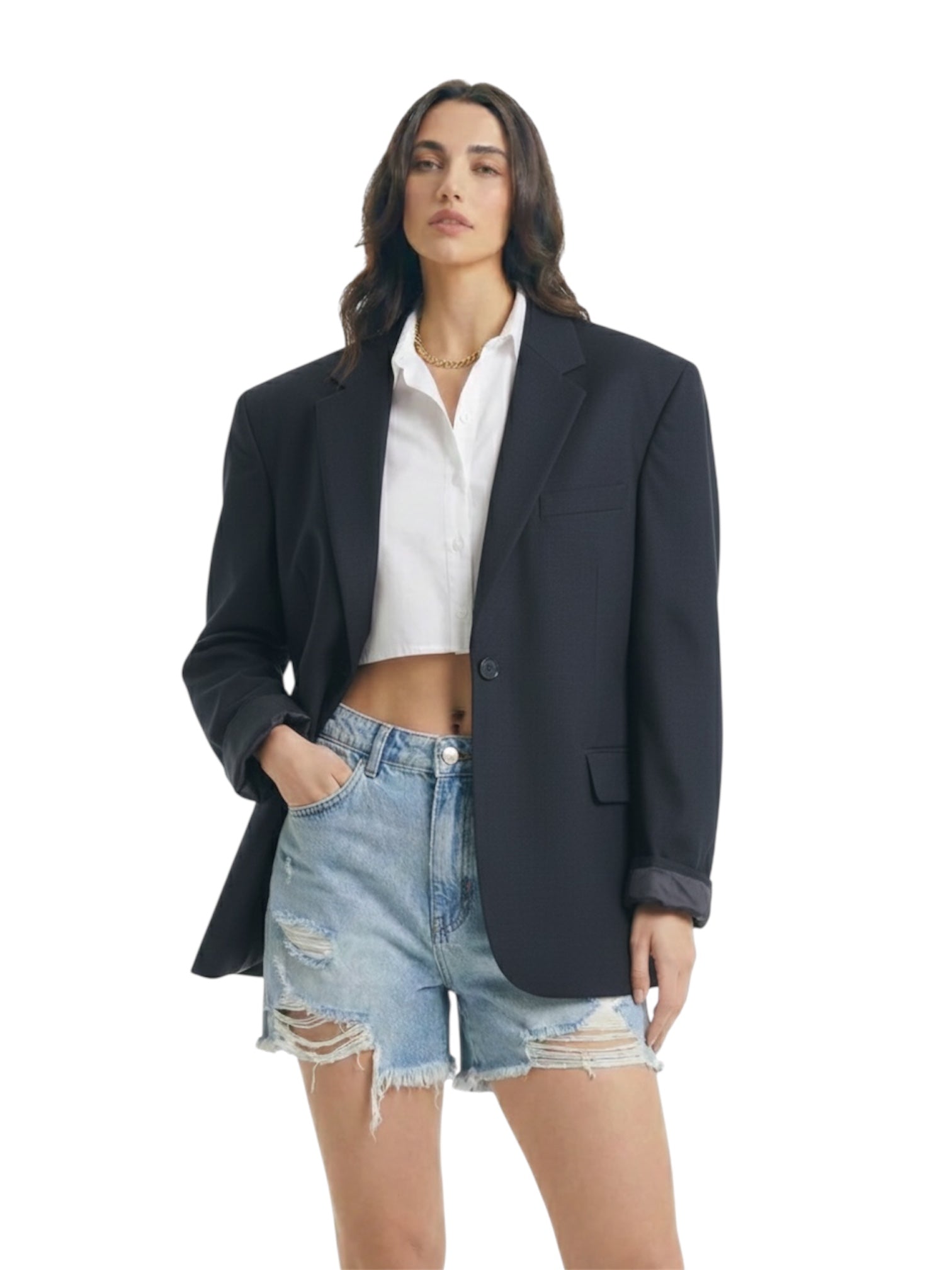 Blazer Oversized Garbo Marinho - tam (GG)