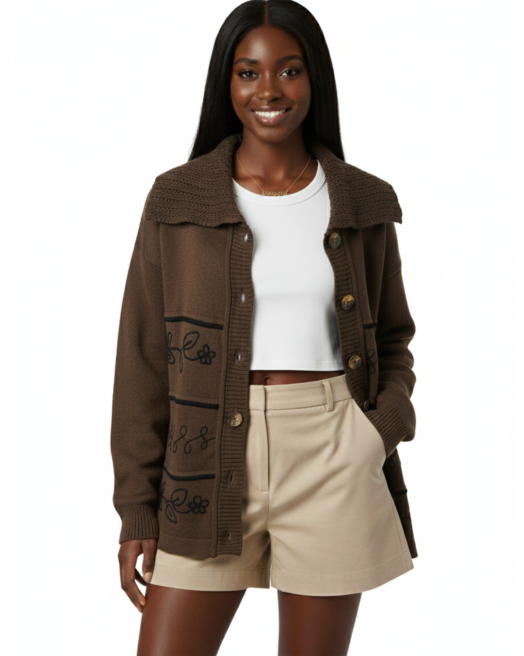 Cardigan Marrom - tam (GG)