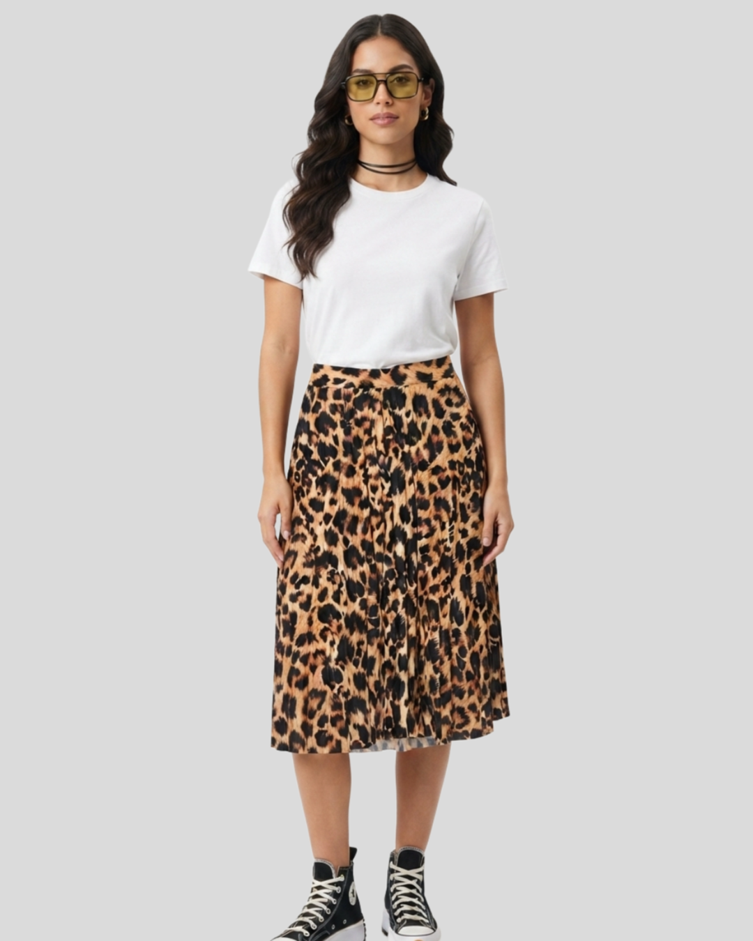 Saia Plissada Animal Print — tam P\M