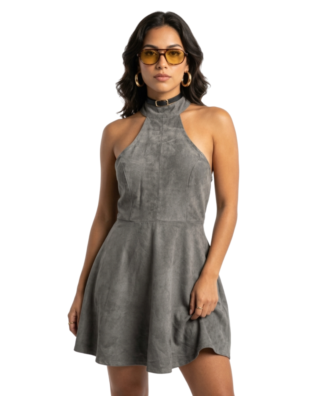 Vestido Gola Cinza -  tam (P)