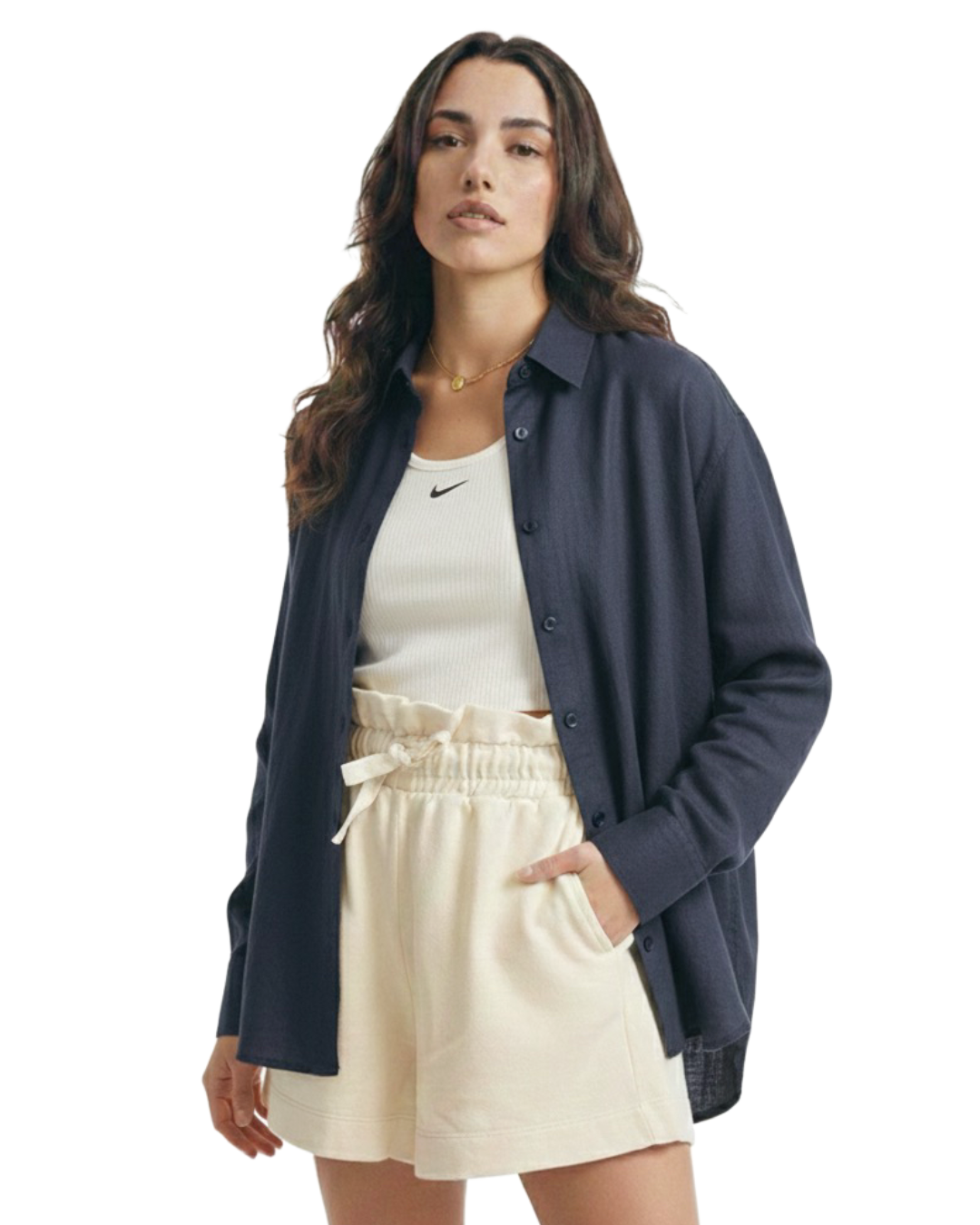 Camisa Oversized Blue Linho - tam (M)