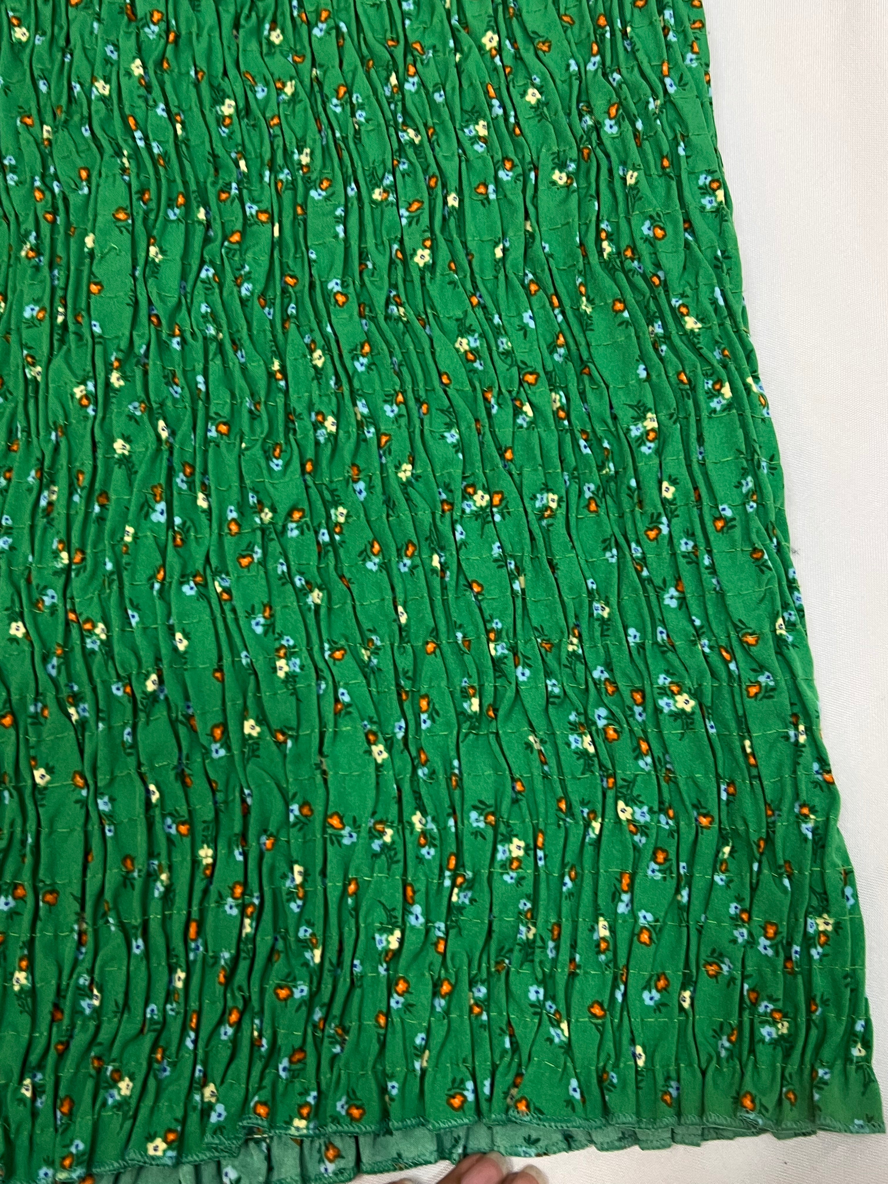 Vestido Verde Flores — tam G